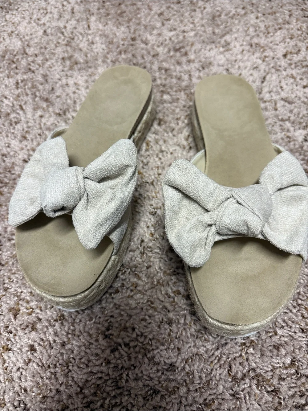 Women's Neutral Bow Espadrille Platform Slide